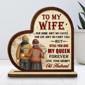 To My Wife You Are My Queen - Personalized Heart Shape Wooden Plaque - Valentine's Day Gift For Couple