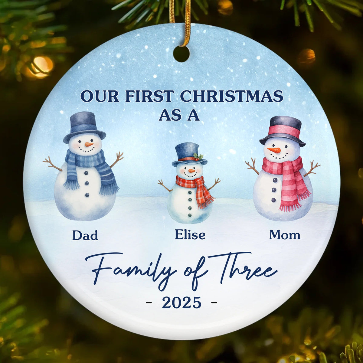 Our First Christmas Snowman Family - Personalized Ornament - Gift For Family, Christmas Gift