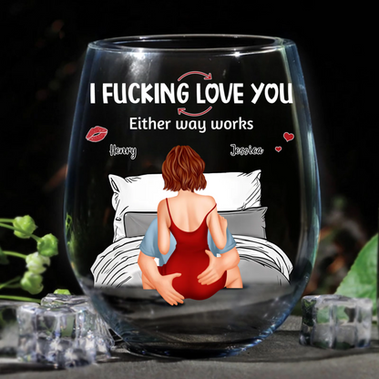 I Love You This Valentine - Personalized Wine Glass - Anniversary Gift, Valentine's Day Gift For Couple