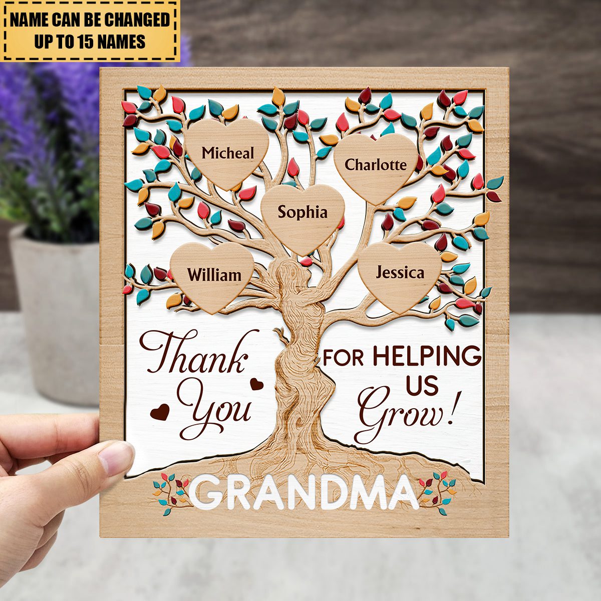 Mom Thank You For Helping Us Grow - Personalized Picture Frame - Gift For Mom, Mother's Day, Birthday Gift