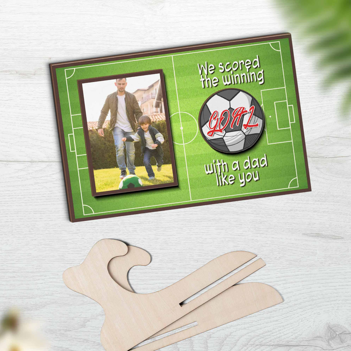 Photo Soccer Dad Picture Frame, We Scored The Winning With A Dad Like You, Father Son Gift, Father's Day Gift, Soccer Sign