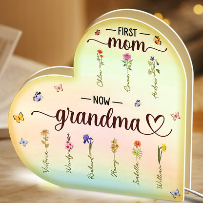 First Mom Now Grandma - Personalized Acrylic Light Box - Gift For Mom, Grandma