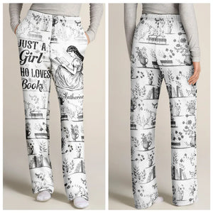 Chinoiserie Toile Just A Girl Who Loves Books - Personalized Pajama Pants - Gift For Book Lovers, Bookworm Gift