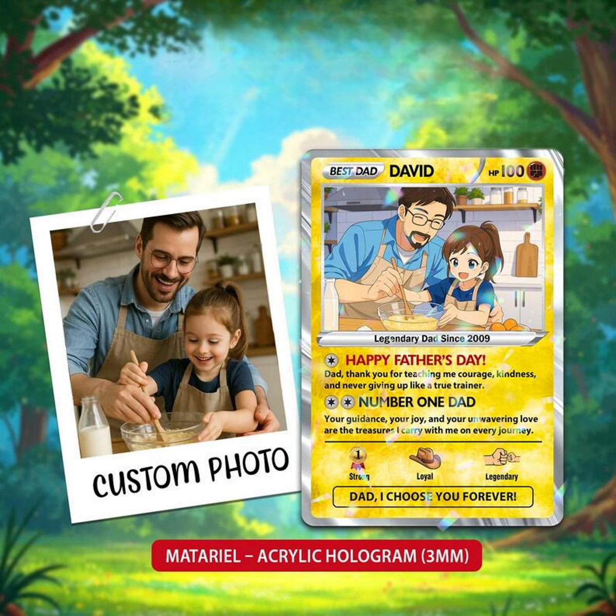Custom Father's Day Poke Card, Personalized Poke Anime Dad Card, Father's Day Gift, Custom Anime Card, Gamer Dad Gift, Gift for Husband