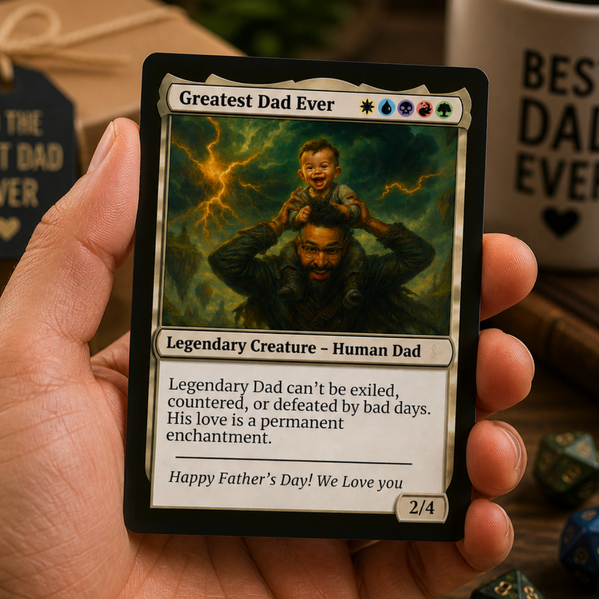 Custom Human Dad MTG Card, Personalised MTG Card, Father's Day MTG custom card, Birthday Anniversary Father's Day MGT Card