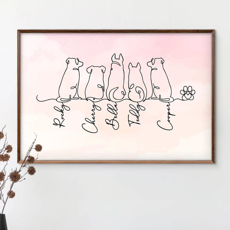 Dog Line - Personalized Canvas - Gift For Dog Lovers, Gift For Family