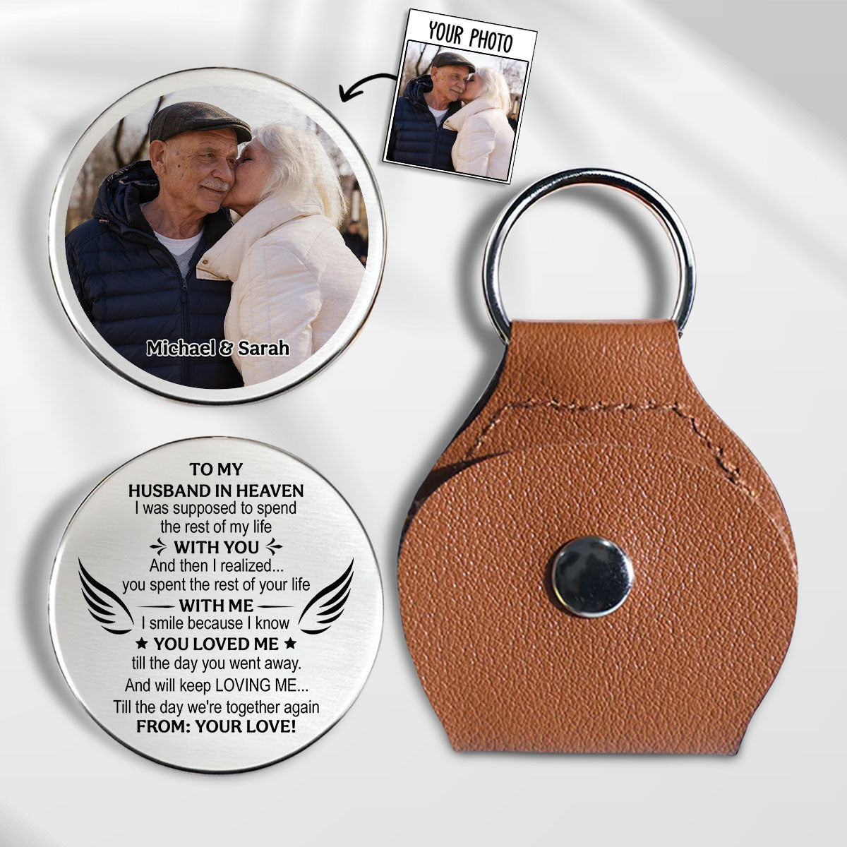 To My Husband In Heaven - Personalized Pocket Hug - Memorial Gift