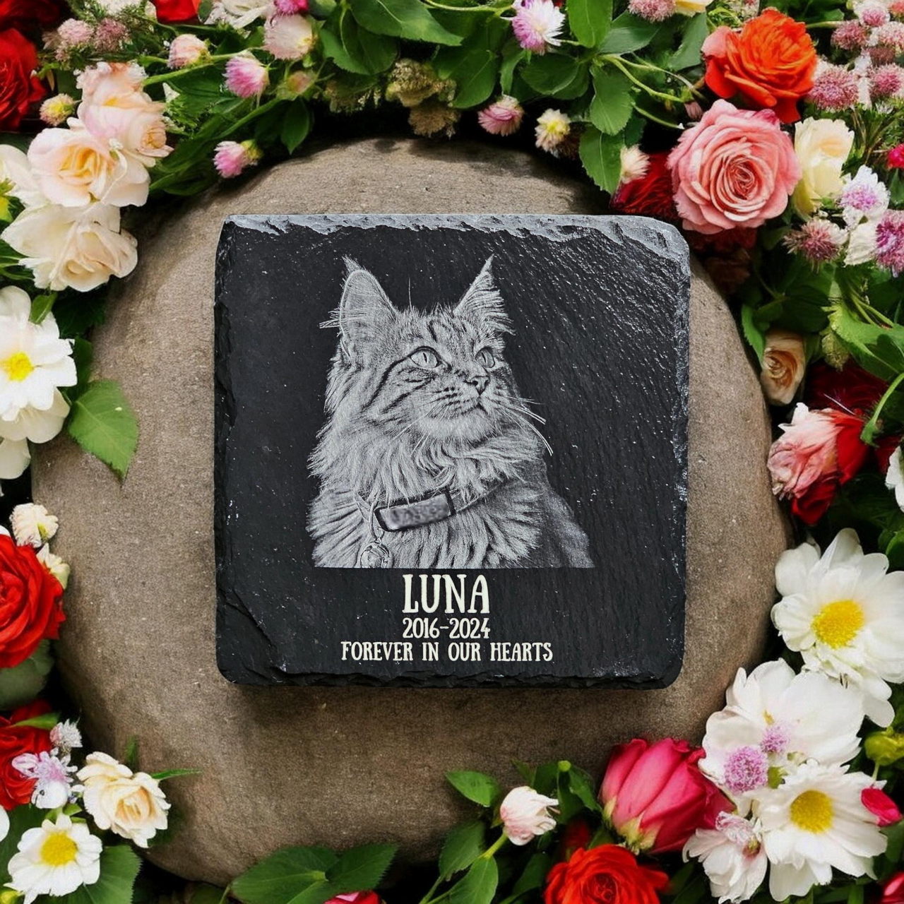 Personalized Pet Memorial Stone, Custom Dog, Cat, or Pet Headstone, Memorial Slate Plaque for Garden or Grave, Custom Keepsake Gift