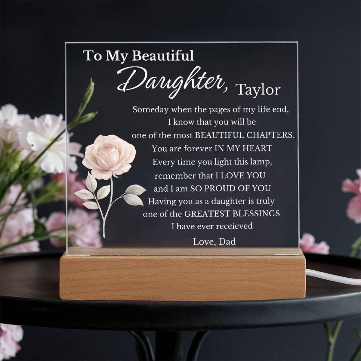 Personalized My Beautiful Daughter Acrylic Sign for daughter from father or mother, from mom or dad, Gift for Daughter