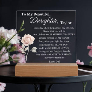 Personalized My Beautiful Daughter Acrylic Sign for daughter from father or mother, from mom or dad, Gift for Daughter
