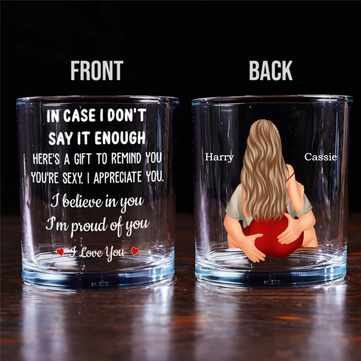 In Case I Don't Say It Enough - Personalized Whiskey Glass - Anniversary Gift, Valentine's Day Gift For Couple