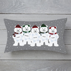 Polar Bear Family - Personalized Pillow - Christmas Gift For Family