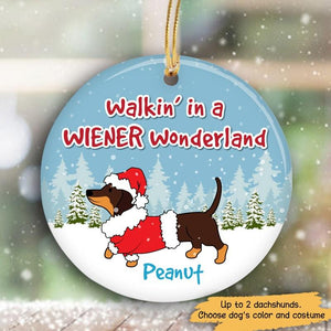 Dog Christmas Dachshund Wiener Wonderland - Personalized Ornament - Decorative Christmas Ornament