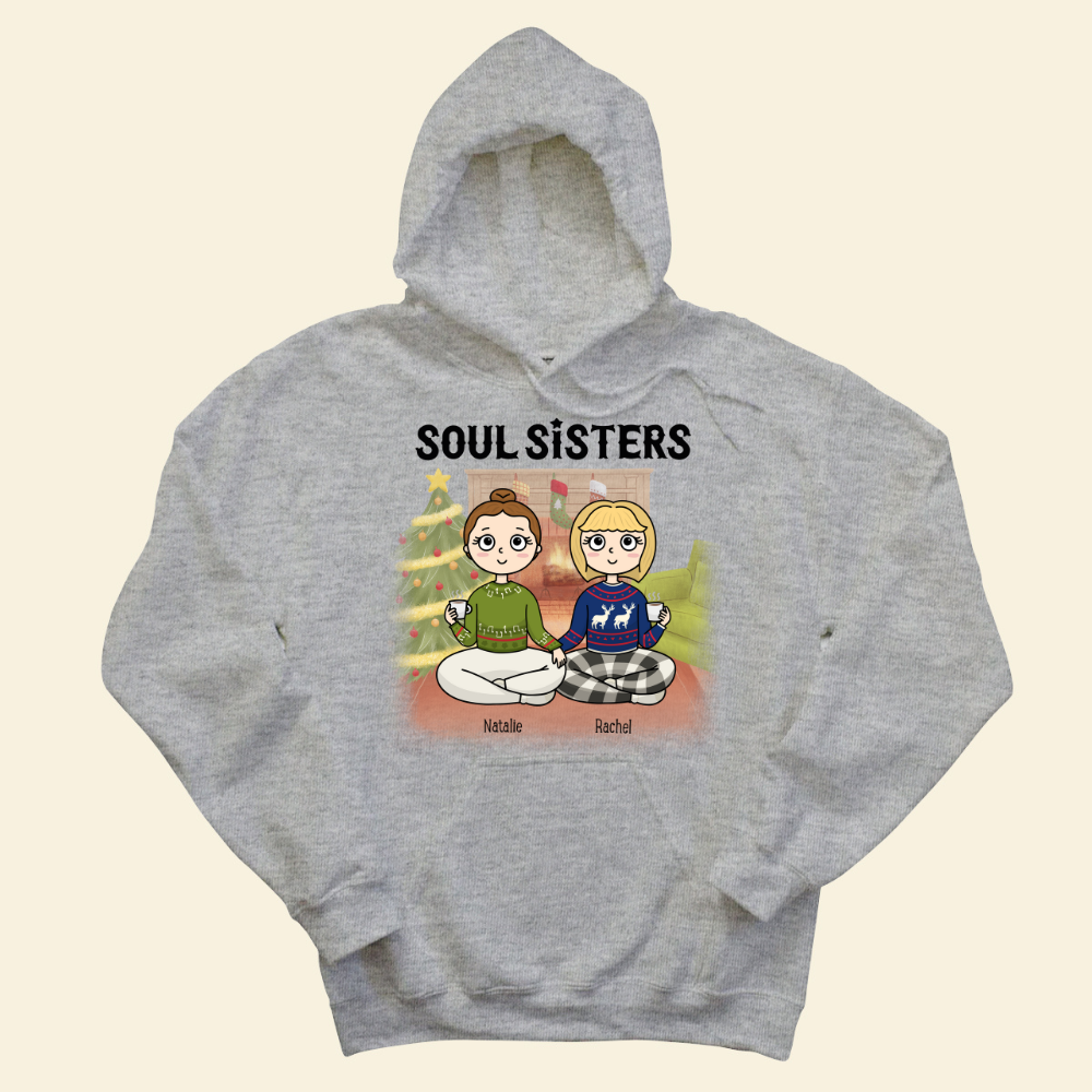 Soul Sisters Chibi - Personalized Hoodie - Christmas Shirt, Gift For Sisters, Bestie, Friends