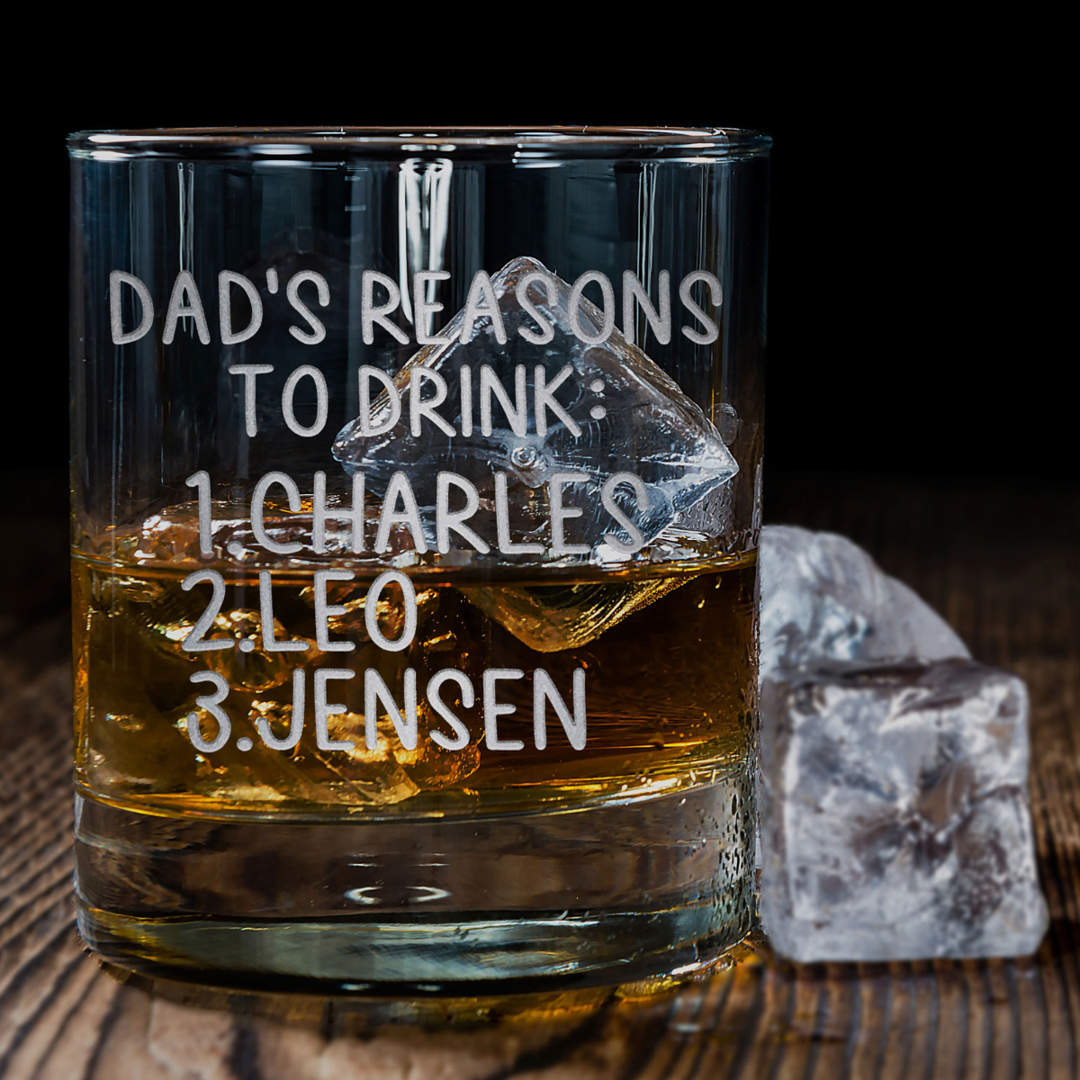 Dad's Reason To Drink - Personalized Wine Glass - Whiskey Glass Gift For Father