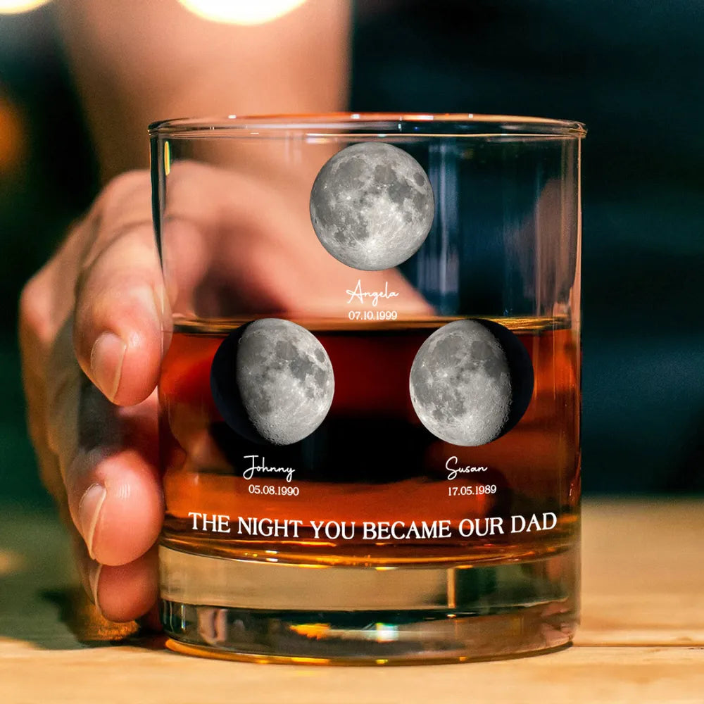 The Night You Became My Dad - Personalized Whiskey Glass - Gift For Dad, Father's Day, Birthday Gift