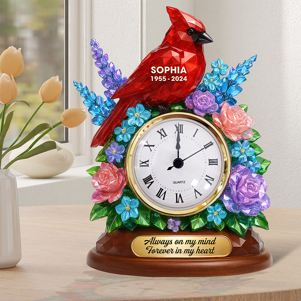 Memorial Desk Clock Plaque - Personalized Acrylic Clock - Memorial Gift