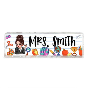 Teacher Teaches Beautiful Things - Personalized Acrylic Table Sign - Gift For Teacher, Back To School, Appreciation Gift