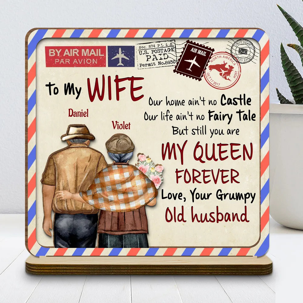 Letter To My Queen - Personalized Wooden Plaque - Anniversary Gift For Couple, Valentine's Day Gift