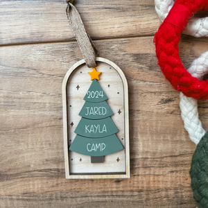 Christmas Tree With Names - Personalized Layered Wooden Ornament - Christmas Gift For Family