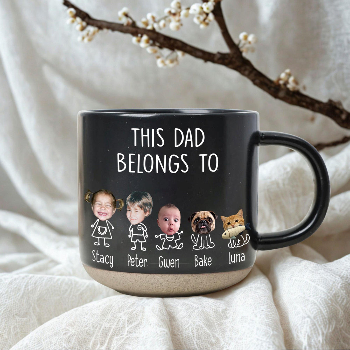 Personalized Dad Pottery Mug, Dad Birthday Gift, Custom Face Kids Coffee Cup Father's Day Gift For Daddy, First Time Dad Keepsake