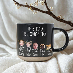 Personalized Dad Pottery Mug, Dad Birthday Gift, Custom Face Kids Coffee Cup Father's Day Gift For Daddy, First Time Dad Keepsake