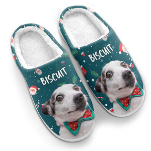 Custom Photo Christmas Pattern Fur Friend - Personalized Fleece Slippers - Christmas Gift For Pet Owners, Pet Lovers