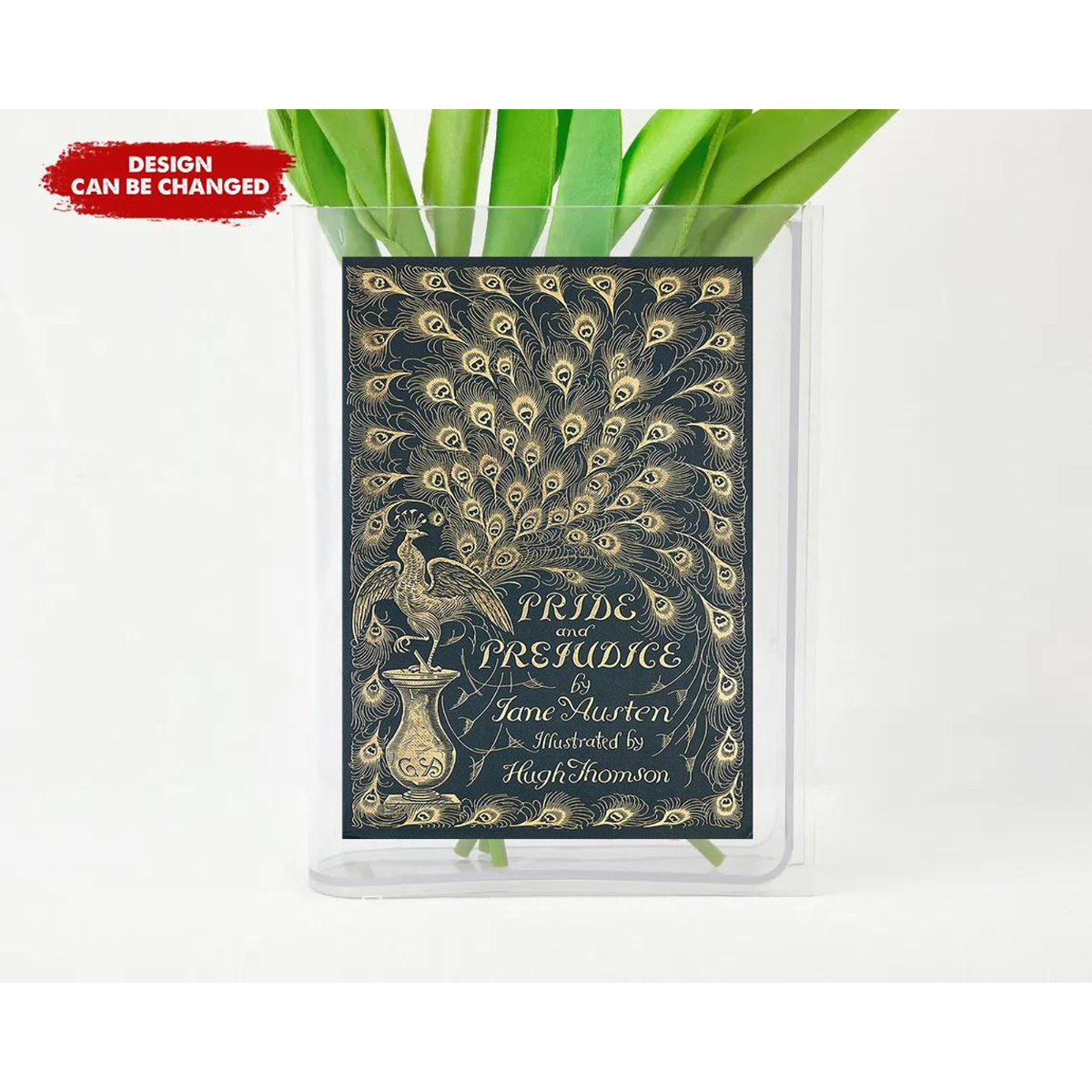 Personalized Book Shaped Acrylic Vase, Custom Book Cover Art Print, Gift For Her, Gify For Book Lover Reading Lover Bookish Bookworm Gift