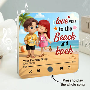 My Favorite Place in All the World is Next to You, Summer Cartoon Couple - Personalized Music Fridge Magnet - Gift For Couple