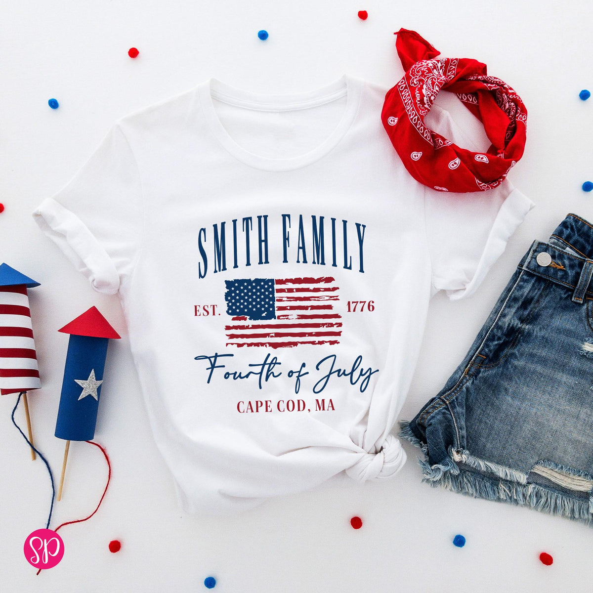 Custom Family 4th of July T-Shirt: Distressed USA Flag Patriotic Shirt