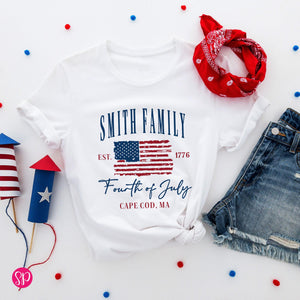 Custom Family 4th of July T-Shirt: Distressed USA Flag Patriotic Shirt