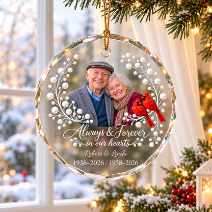 Personalized Sympathy Ornament for Parents, Custom Photo Remembrance Christmas Ornament, In Loving Memory Gift