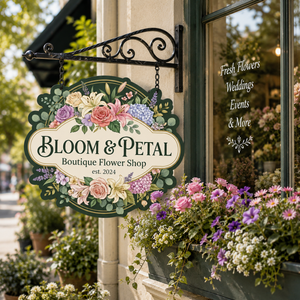 Boutique Flower Shop, Bloom & Petal Cut Metal Sign, Gift For Flower Shop, Gift For Business Owners