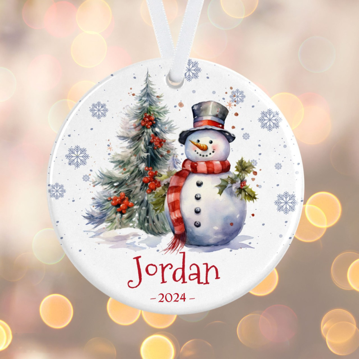 Snowman Name Ornament - Personalized Snowman Christmas Ornament - Personalized Name Holiday Christmas Ornament