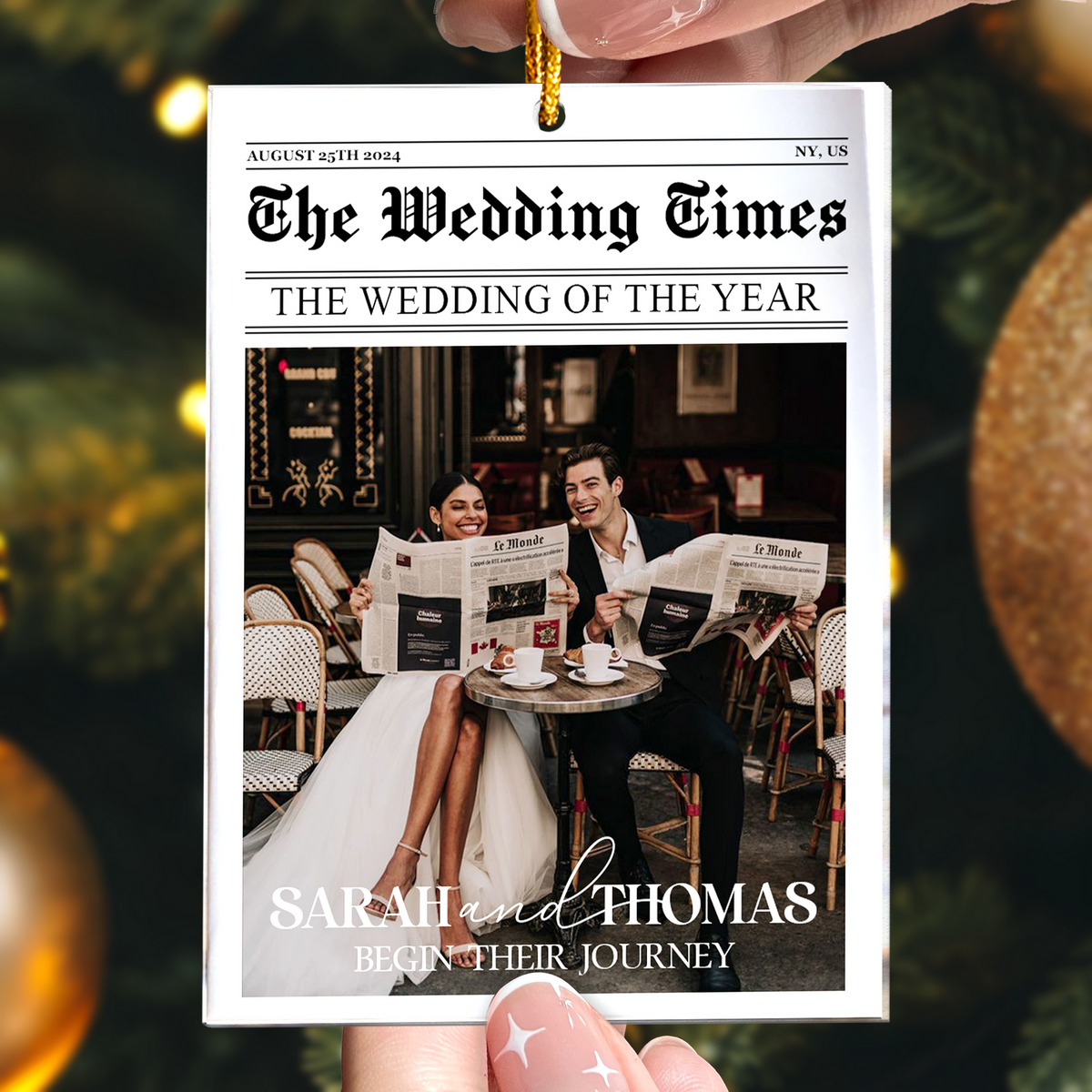 The Wedding Times - Personalized Ornament - Gift For Couple, Wedding Gift