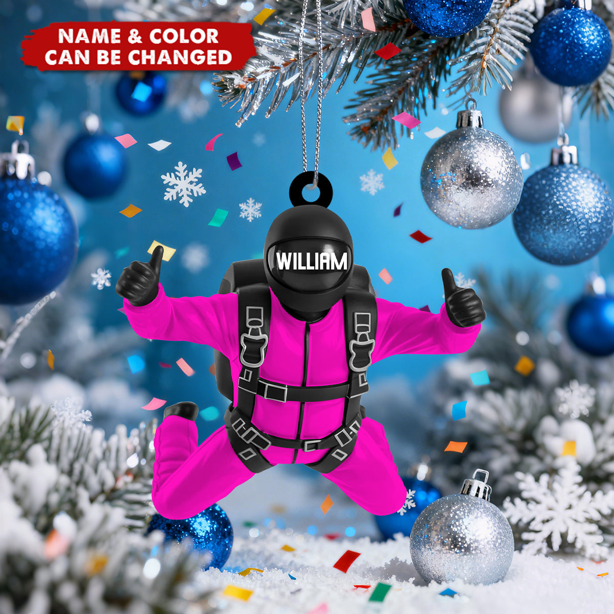 Sky Diving Personalized Christmas Acrylic Ornament