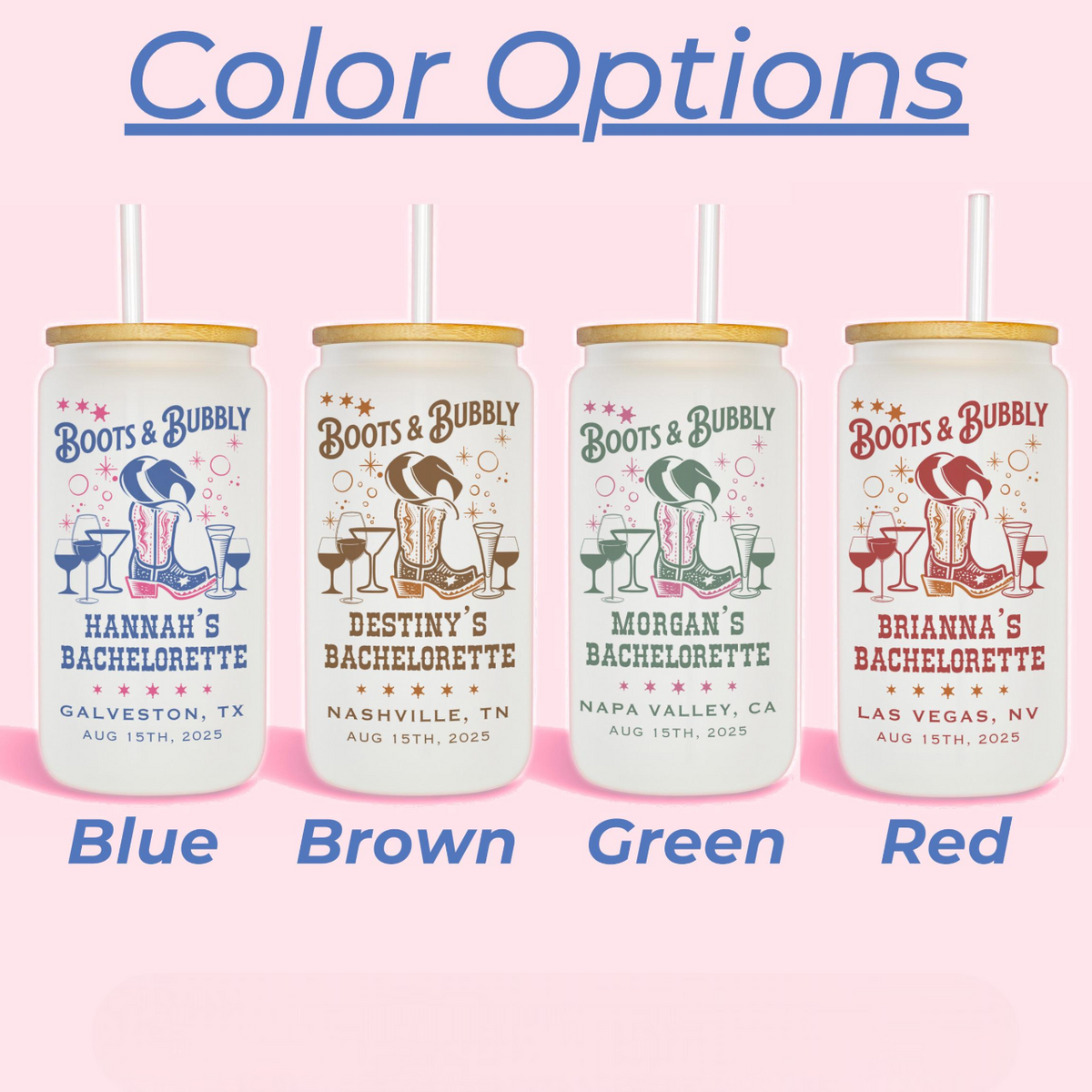 Cowgirl Bachelorette Glass Tumbler, Custom Boots and Bubbly Bach Party, Country Bridal Party Gifts Nash Bash Party Favors, Last Rodeo Glass Cup