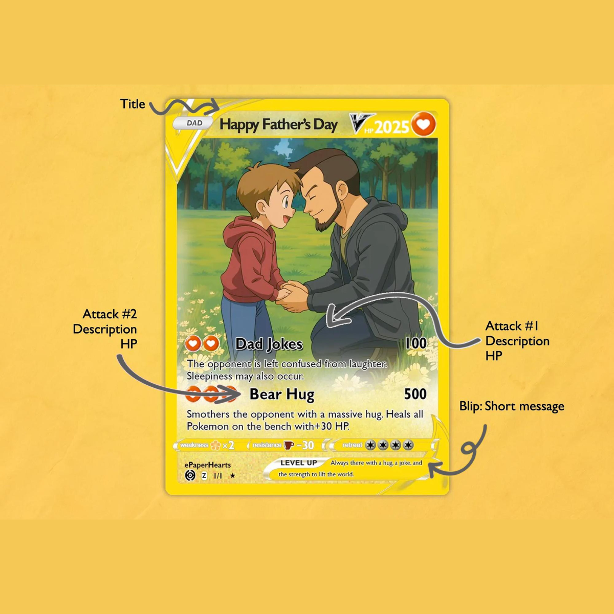 Father's Day Poke Card Custom Poke Card Gift For dad Father's Day Gift Custom Poke Present
