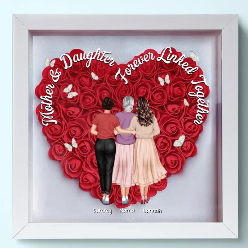 Because Of You We Are Who We Are - Personalized Flower Frame Box - Gift For Mother, Mother's Day, Family Gift