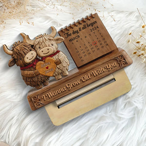 3D Effect Couple Animals Gnome Anniversary Date Calendar - Personalized Wooden Plaque - Anniversary Gift For Couple