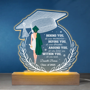 Before You All Your Dreams - Personalized 3D LED Light Wooden Base - Graduation Gift For Daughter From Mom Dad