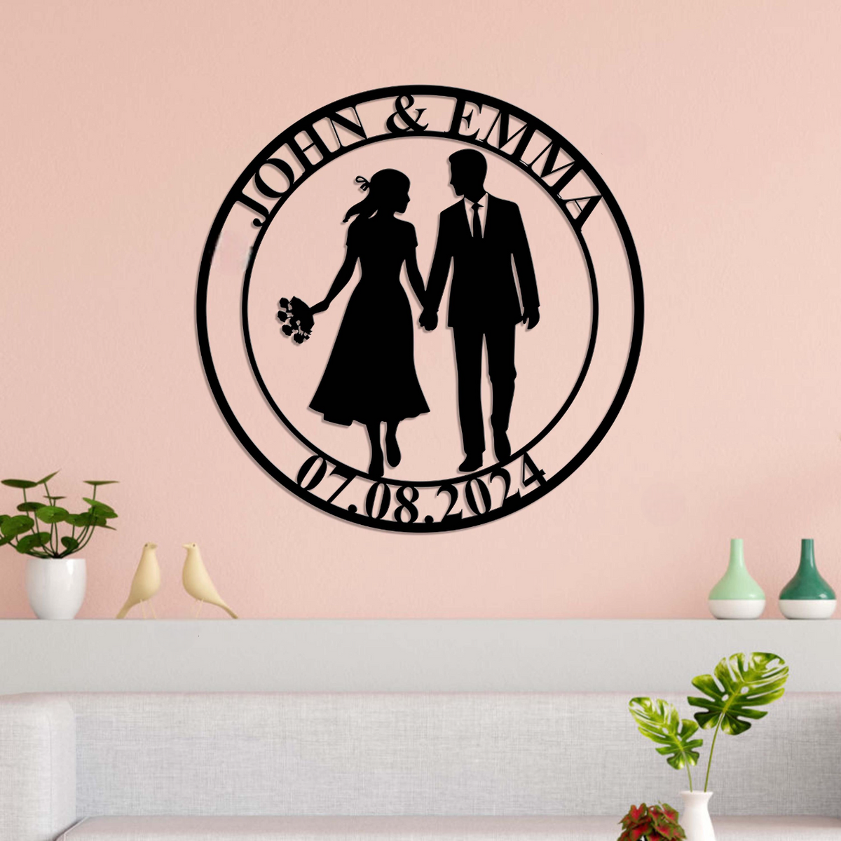 Personalized Wedding Metal Sign, Custom Couple Name Sign, Anniversary Gift, Wedding Date Sign, Newlywed Gift, Bridal Shower Gift,Couple Sign