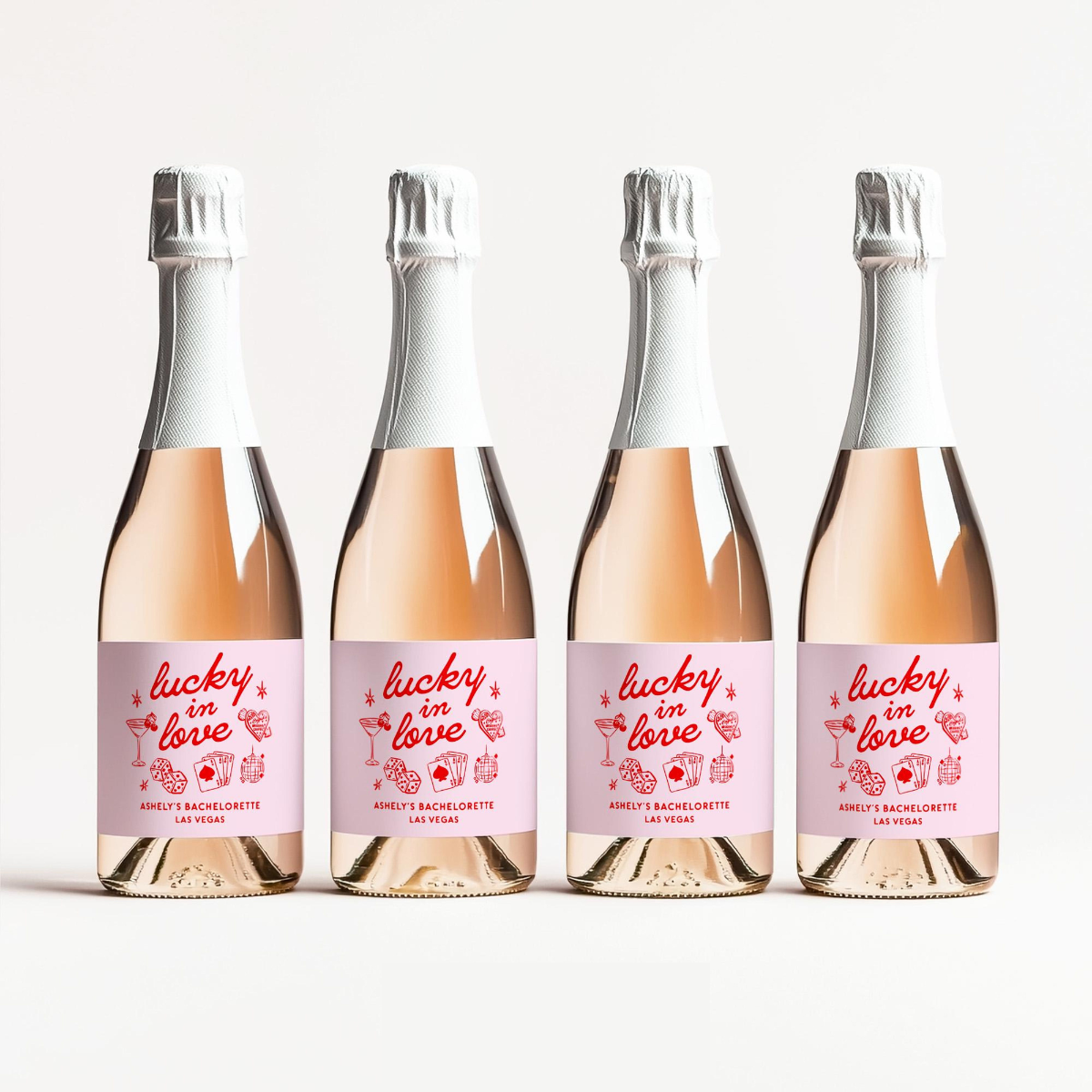 Lucky in Love Bachelorette Party Favors, Las Vegas Bachelorette Liquor Labels, Feeling Lucky Champagne Labels, Bachelorette Shot Labels