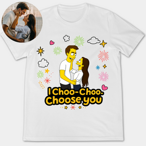 I Choose You Couple Simpsonized Portrait Photo - Personalized Apparel - Gift For Couple, Gift For HIm, Gift For Her
