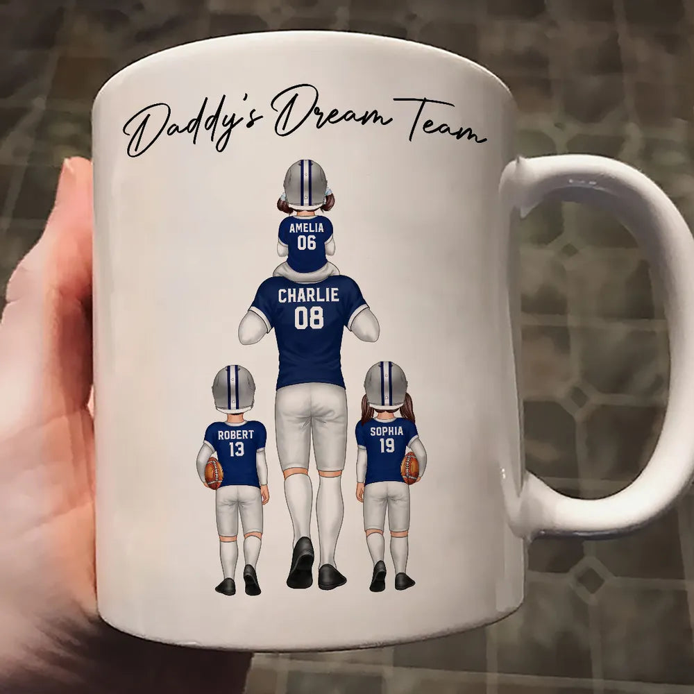 Daddy's Dream Team American Football Dad - Personalized Mug - Gift For Football Dad, Father's Day Gift