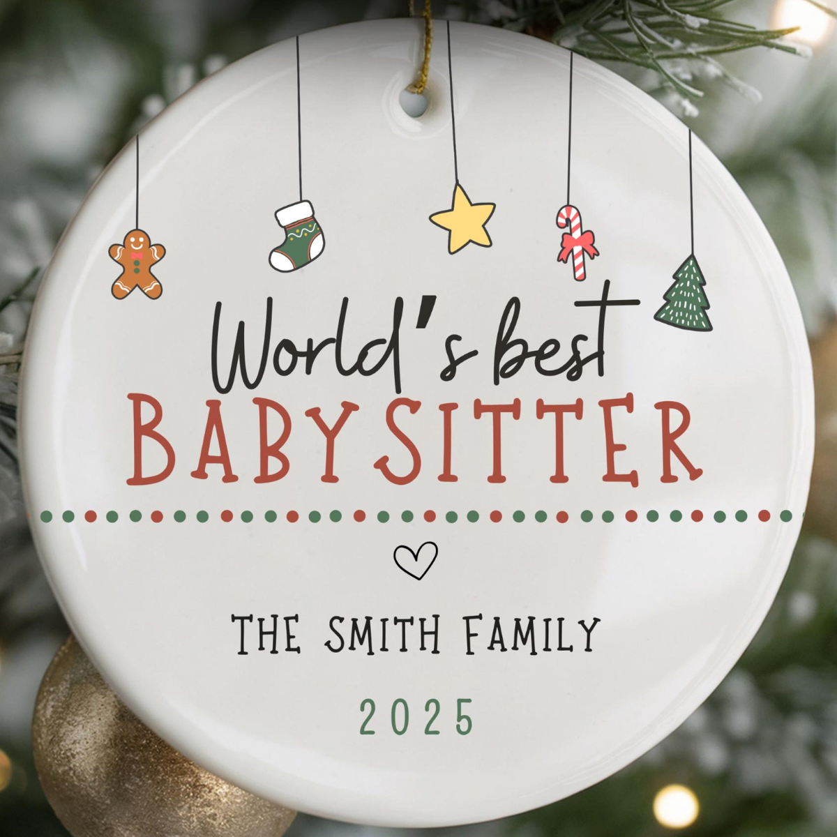 Personalized Babysitter Ornament, Babysitter Christmas Ornament, Custom Baby Sitter Keepsake, Babysitter Gift From Kids