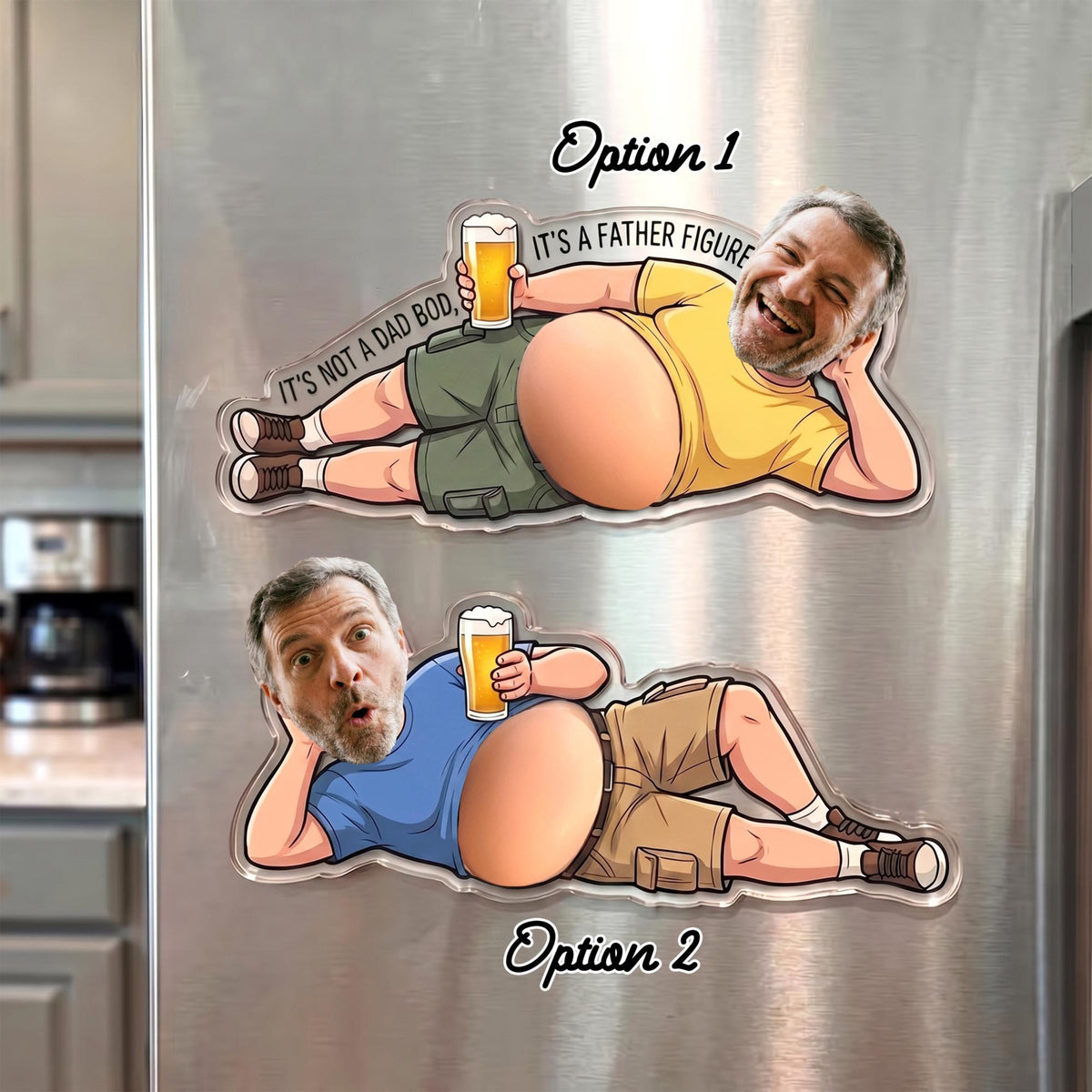 Custom Funny Daddy Face Personalized Squishy Belly Fridge Magnet, Father's Day Gift For Husband, Dad Photo Squeeze Magnet, Kitchen Decor