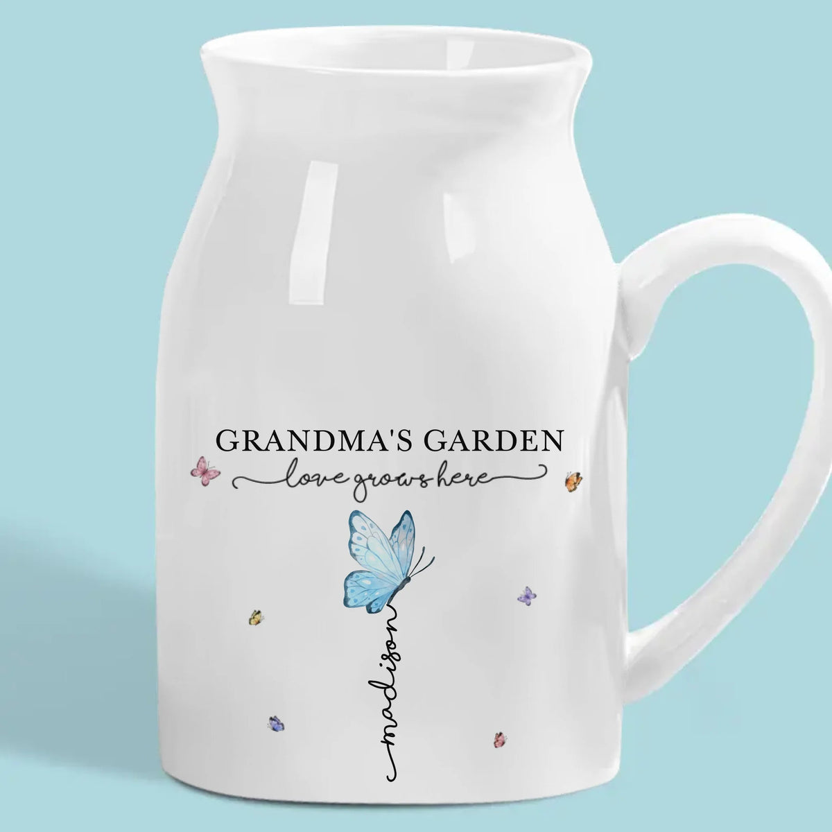 Grandma's Butterflies - Personalized Flower Vase - Birthday Gift For Mom, Grandma