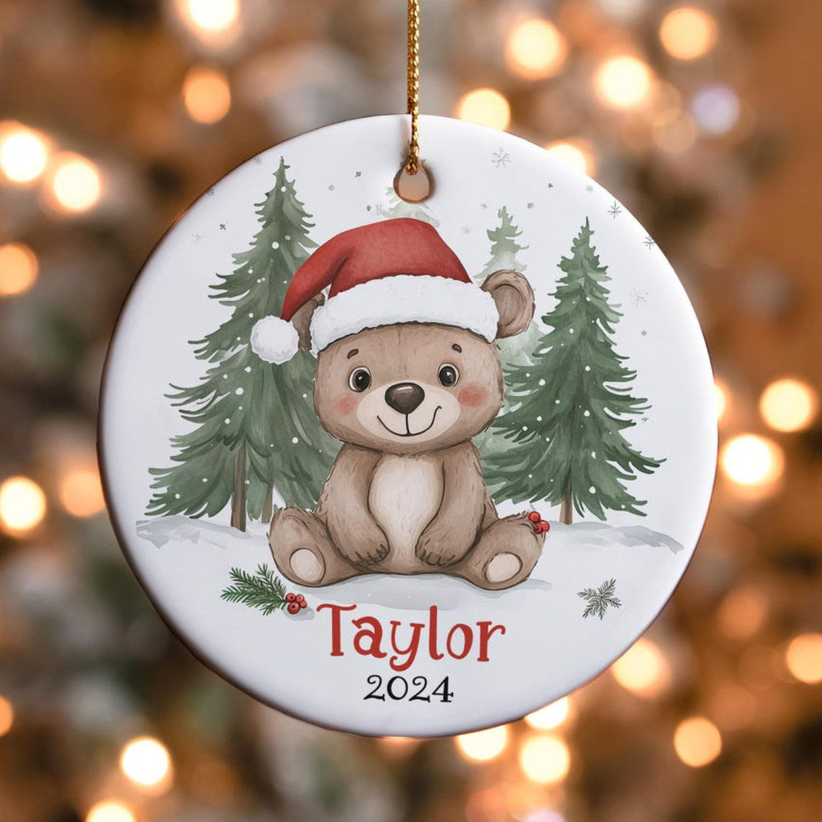 Custom Christmas Bear Ornament, Personalized Kids Santa Bear Ornaments, Children's Gift Ornament Any Name , 2025 Christmas Ornament