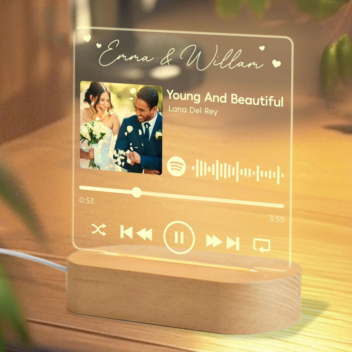 Custom Song Couple Night Light, Our Love Story Gift, Anniversary Gifts, Romantic Gift For Couple, Valentines Day Gift For Couple